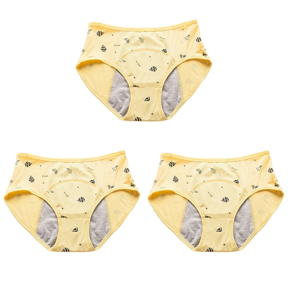 Qarigey 3 piezas de dibujos animados impreso período bragas ropa interior menstrual calzoncillos lencería a prueba de fugas transpirable para Type3 NO3