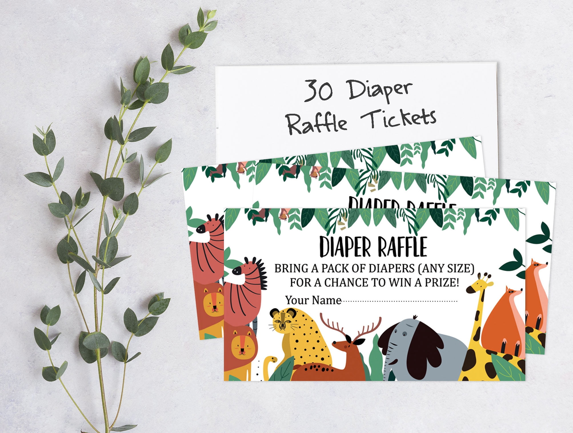 Inkdotpot Set Of 30Jungle Animals Baby Shower Invitations-Diaper Raffle Tickets And Baby Shower Book Request Cards Gender Neutral Invites Its A Boy Its A Girl