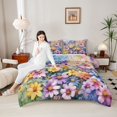 thumbnail image 4 of Feelyou Blooming Groovy Flower Bedding Comforter Set, Rustic Daisy Floral Plant Twin Comforter Sets, Modern Artwork Reversible Bedding Set, Lightweight Room Decor, 2 Pieces, 4 of 8