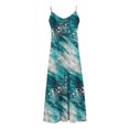 thumbnail image 5 of Staron Women Dresses Liquidation d'Été à Moins de 10 $ Robe Longue Fluide à Bretelles Spaghetti à Col en V Robe Maxi de Printemps Ample à Fleurs Robes de Plage, 5 of 5