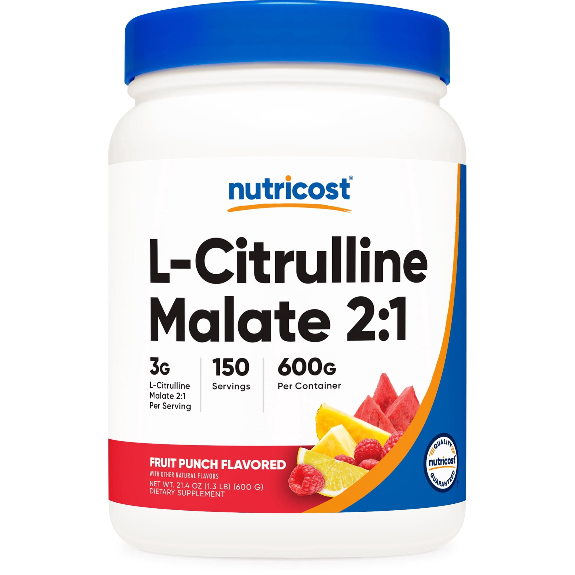 Nutricost L-Citrulline Malate 2:1 (Fruit Punch) 600 Grams, Workout Support | Muscle Performance, Nitric Oxide Booster, Fitness Supplement Powder, 150 Servings