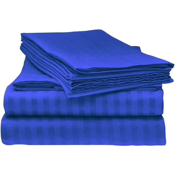Bed Cot Fitted Sheet 33" x 75" Royal Blue Stripe 2 Qty Cot Fitted