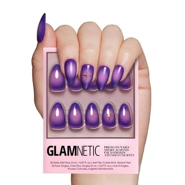 Glamnetic Press-On Nails – Tarot | Purple Aura 3D Almond Nails, "Salon Quality", 30 Count