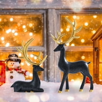 Elegant Electroplated Deer Figurines Set of 2 Modern Resin Deer Statues for Home Decor Couple Reindeer Decor for Living Room TV Cabinet Shelf Mantle Wedding Anniversary Gift Housewarming Christmas