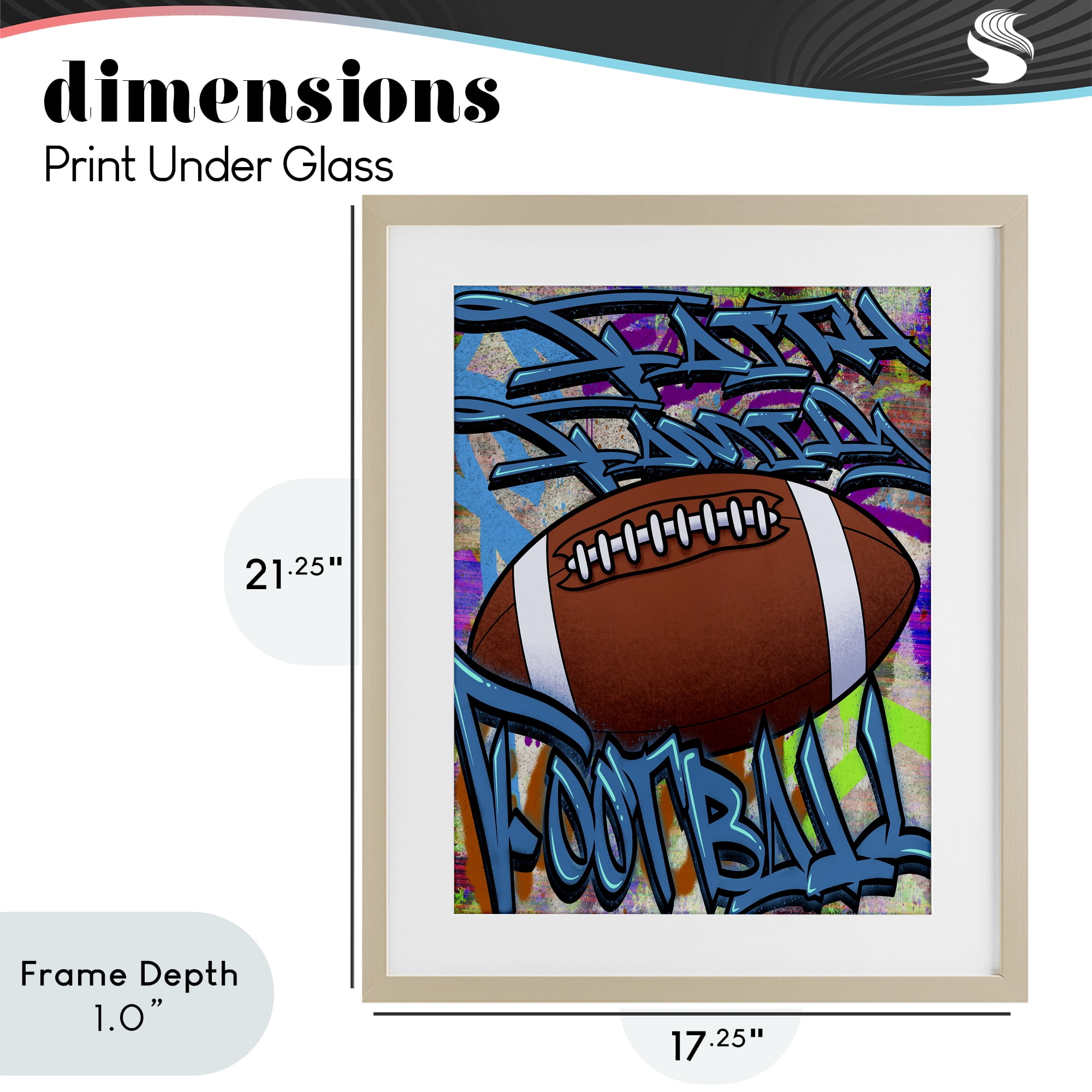 Stupell Industries Faith Family Football Graffiti Birch Framed Print Under Glass, design by Marcus Prime