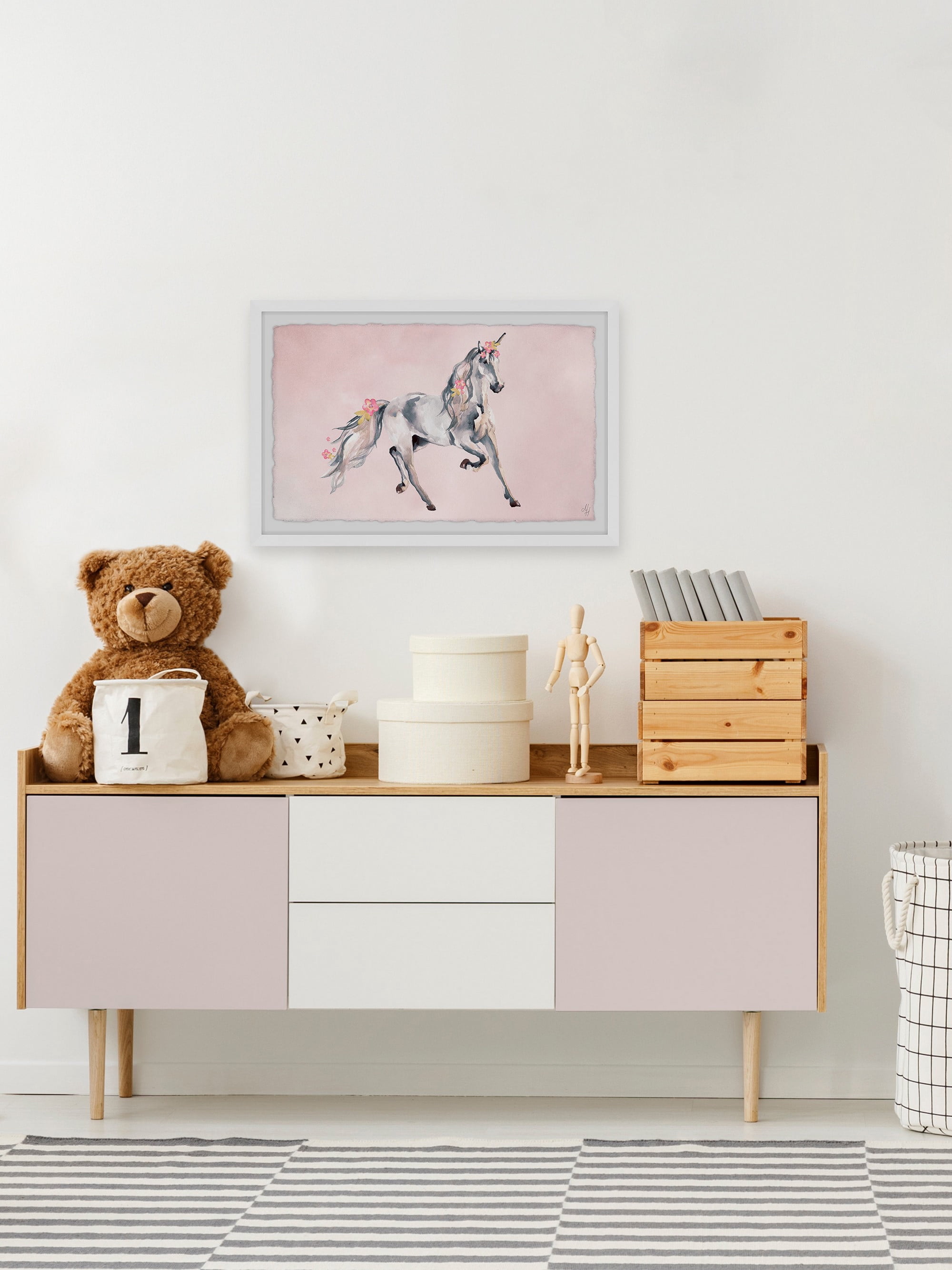 Marmont Hill Pink Unicorn Dream Framed Wall Art, 36.00" x 1.50"