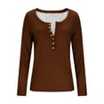 thumbnail image 4 of FDGIU ‌‌‌‌Women’s Long Sleeve Ribbed Henley Top - Slim Fit Button Down Blouse for Casual Outfits & Layering, 4 of 7