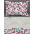 thumbnail image 3 of Botanical Comforter & Sham Bedding Set, Floral Themed Pattern of Natural Motifs Flowers in Watercolor Paint Green Leaves, 3 pcs Duvet Set Microfiber Filling Quilt, 5 Sizes, Multicolor, by Ambesonne, 3 of 4