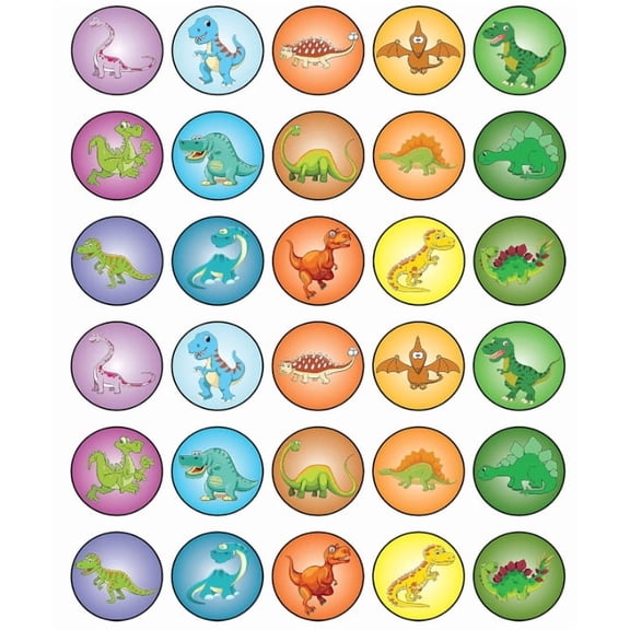 30 x Edible Cupcake Toppers Themed of Dinosaurs Collection of Edible Cake Decorations | Uncut Edible on Wafer Sheet
