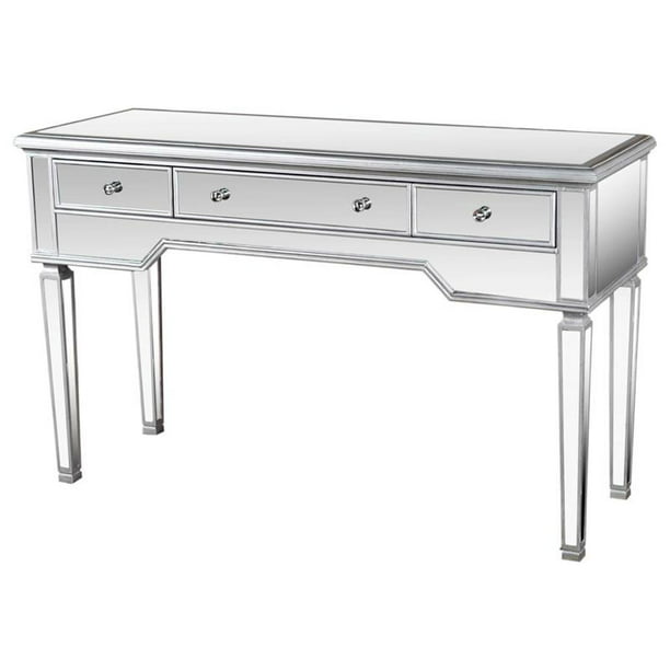 Drawer Wood And Mirrored Console Table, Mirrored Sofa Table With Drawers