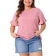thumbnail image 1 of Blusas de verano casual para mujer Agnes Orinda, con cuello redondo y mangas con volantes, camiseta 2X rosa, 1 of 5