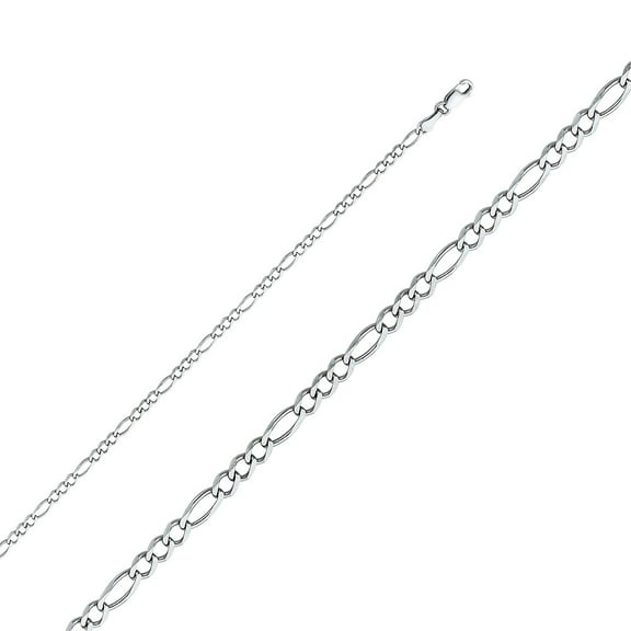 Dimaya Fine Jewelry 14K White Gold 2.7-mm Regular Concave 3 1 Figaro Chain Bracelet