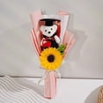 thumbnail image 2 of MTBLYS Sunflower Bear Graduation Bouquet Simulation Sunflower Handmade Craft 1 Piece Doctor Bear Decoration Graduation Gift Display, 2 of 7