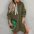 thumbnail image 7 of XUELUO Hoodie Dress For Women Solid Color Hooded Drawstring Long Sleeve Sweatshirt Mini Summer Dresses With Pockets Outwear,Green,XL, 7 of 7