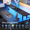 thumbnail image 2 of Amadwell 55" Gaming Computer Desk with LED Lights, Power Outlets, Home Office Writing Desk with 4 Drawers, Black, 2 of 9