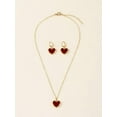 thumbnail image 4 of EOEMY Black Heart Charm Necklace & Earrings Jewelry Set Jewelry Gift For Women-Default, 4 of 5