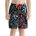 thumbnail image 2 of Cauagu Paisley Print Swim Trunks for Men,Youth Boys Swim Shorts Compression Liner Beach Shorts Boys' Swimming Shorts 7-20 Years Bathing Suit-Medium, 2 of 7