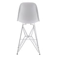 thumbnail image 5 of zuo modern 100582 zip counter chair, white, molded scoop seat in abs plastic, architectural base is made of steel with a polished chrome finish, dimensions 19"w x 39"h x 20.3"l, 5 of 5