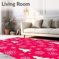 thumbnail image 2 of ODIKA 4'x6' Machine Washable Non-Slip Area Rug, Frosted Evergreen with Delicate Snow Flurry Motifs High Traffic Rug with Pad, Red, 611499, 2 of 8