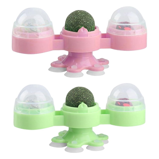 bolas brillantes,Juguete de gato con ventosa,juguete giratorio de rotación 360,Juguetes para gatos con con hierba gatera giratoria para interiores,Juguete interactivo para Salvador bolas brillantes