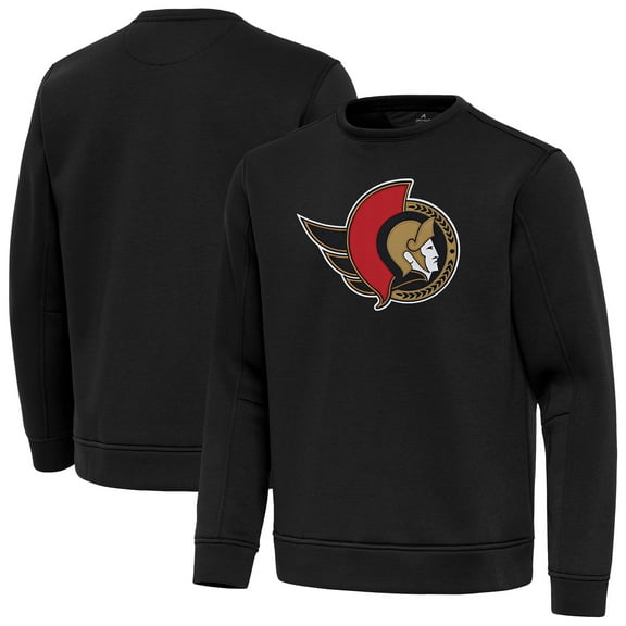 Men's Antigua Black Ottawa Senators Relevant Lightweight Pullover Sweatshirt