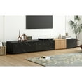 thumbnail image 4 of Black Tv Stand With Faux Marble & Walnut Look, 4 Drawer Storage, Accommodates 88" Tvs, Living Room Essential Element Stand, Storage Drawers, Fits Stylish Furniture, 4 of 6