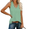thumbnail image 3 of TKLPEHG Tank Top for Women V-Neck Tank Tops Fashion Striped Print Going Out Tops Casual Summer Sleeveless T Shirts Loose Shirts Blouses (Green,L), 3 of 8