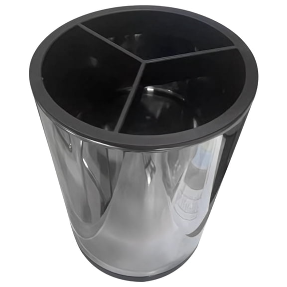 Kitchen Utensil Holder – Stainless Steel Countertop Organizer, 3 Compartments 360° Rotating Silver Utensil Holder  4.7" x 4.7" x 6.8", for Spatulas, Ladles & Cooking Tools