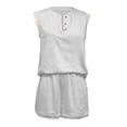 thumbnail image 4 of WAYUTE Womens Shorts Set Lace Split V Neck Sleeveless Button Front Top and Short Casual Summer Trendy 2 Piece Outfit Outfit Sets, 4 of 5