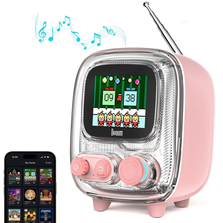 Divoom Tiivoo-2 Retro Bluetooth Speaker with FM Radio,Pixel Art