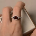 thumbnail image 3 of Marquise cut red garnet ring, engagement ring, sterling silver, January birthstone gemstone, halo ring, 3 of 3