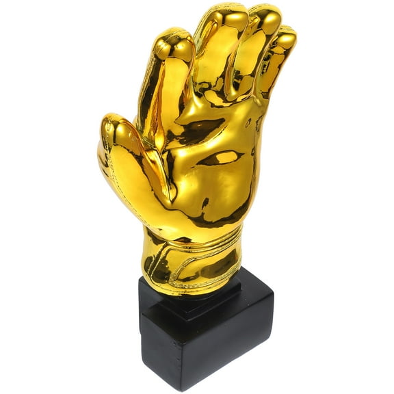Worgeous Golden Resin Goalkeeper Trophy with Gloves Shape for Kids Use Ideal Game Prize or Party Favor 6.5 Inches Tall