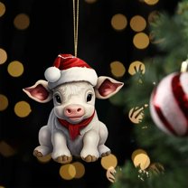 LHWEN Christmas Creative Niu Niu Hanging Acrylic Flat Pendant Tree Ornament Durable Reusable Decoration Easy to Install for Party Wedding Home Decor Personalized Gifts