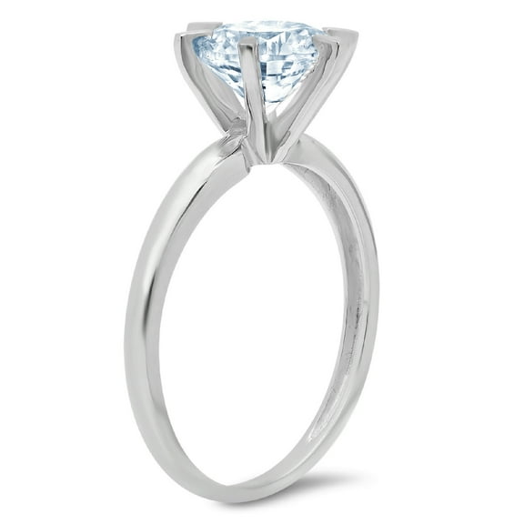 0.5 ct Round Cut Natural Aquamarine Solitaire Engagement Ring for Women in 18K White Gold