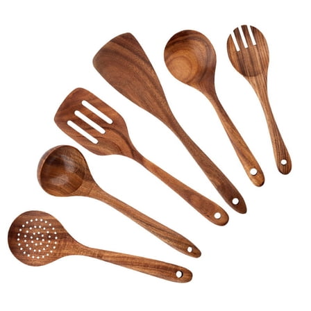 Wooden set, 6-piece set, kitchen utensil set, non-stick set