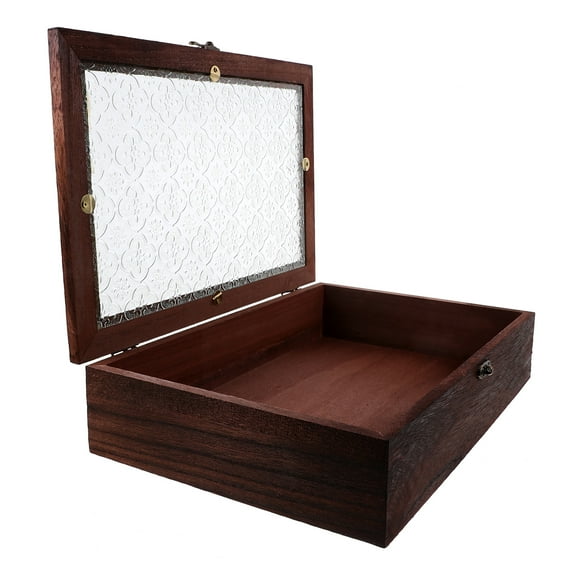 WORGEOUS Vintage Box Decorative Glass Window Treasure Storage Box Home Trinket Storage Holder