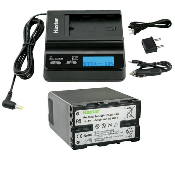 Kastar 1-Pack BP-U66 U60 Battery and LCD Multifunction Fast Charger Compatible with Sony PMW-F3 PMW-F3K PMW-F3L XDCAM EX HD422 PHU-60K ILME-FX6 PXW-FS5 PXW-FS5K PXW-FS5M2 PXW-FS7 PXW-FS7K Camera