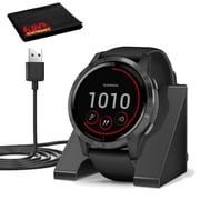 Garmin vivoactive 4 Smartwatch (45mm,Silver/Shadow Gray Band with Charging Base Spotify, Music,Garmin Pay, Body Monitori