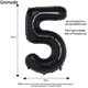 thumbnail image 4 of 40 Inch Large Black Balloons 5,Foil Helium Digital Balloons for Birthday, 4 of 5