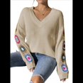 thumbnail image 1 of Suéteres de Punto de Larga con Estampado Floral Bohemio Clásico para Mujer, Estilo Informal, para Otoño e Invierno 2025. Albaricoque XL, 1 of 8