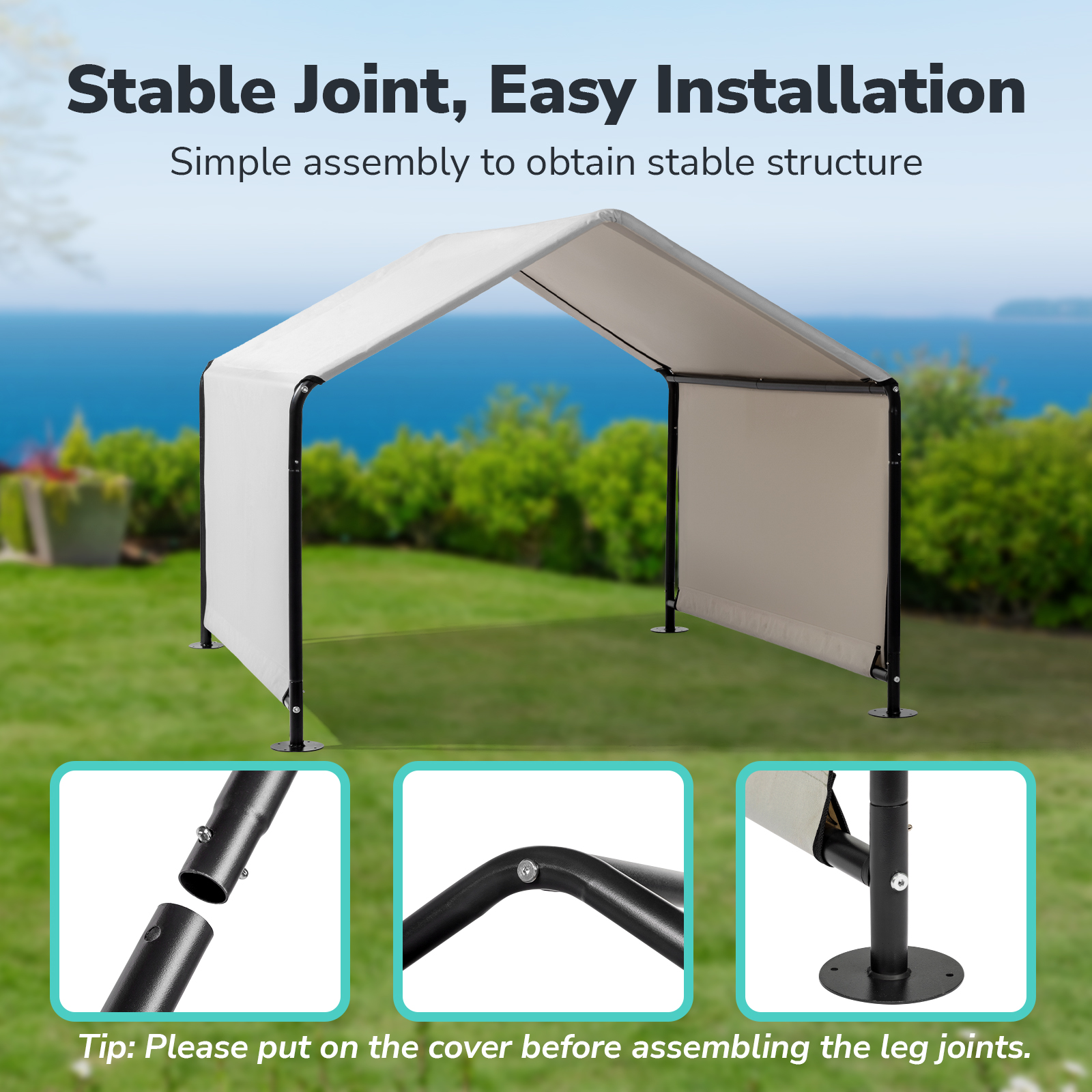Xilee Dog Shade Shelter Outside 4'x4'x3' Tent for Large Medium Dogs, Outdoor Sun Rain Canopy Pet House, Waterproof Pet Canopy Shelter for Small Animals with Ground Nails,Gray
