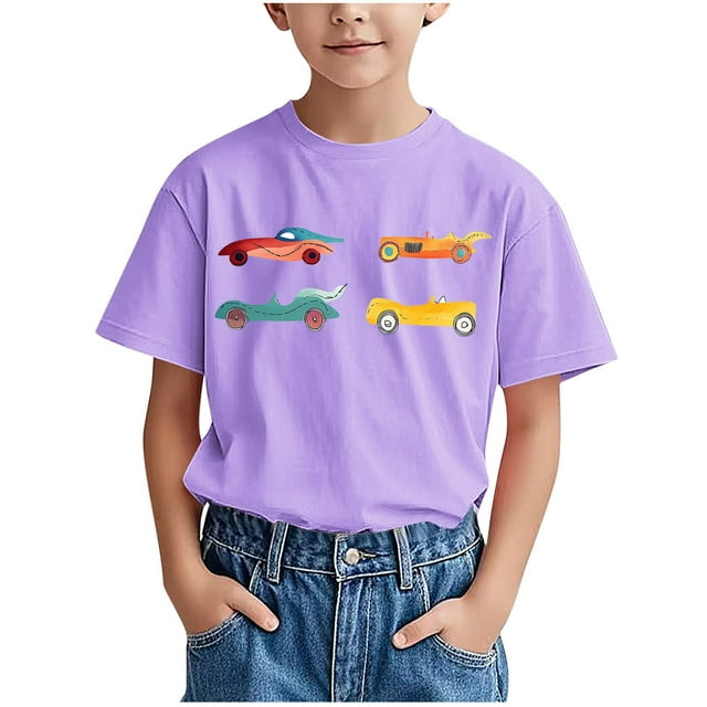 WRKEKC T-Shirts d'Été pour Garçons, T-Shirts Décontractés pour Garçons, T-Shirts à Manches Courtes pour Enfants avec Motif Imprimé Col Rond T-Shirts Polyvalents Décontractés