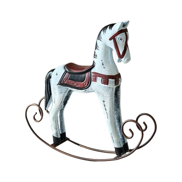 Dvumao Home Decor, Nordical Nostalgic Style Horse Rocking Horse Table Decorations Home Decoration Pines Horse Rocking Horse Crafts