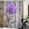 thumbnail image 3 of Farmhouse Flower Floral Shower Curtain, Rustic Purple Dahlia Shower Curtain Set, Country Purple Wild Garden Plant Waterproof Fabric Shower Curtain with Hooks, Surreal Bathroom Curtain, 69x70inch, 3 of 6