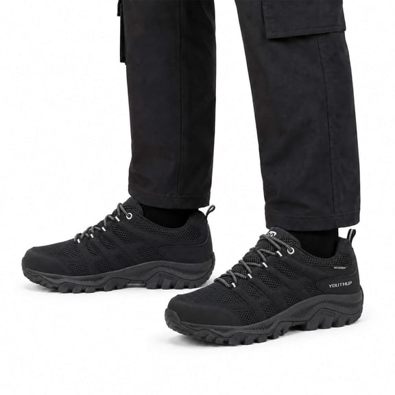 YOUTHUP Men's Waterproof Outdoor Hiking Shoes Breathable Lace-Up Trail Sneakers with Non-Slip Rubber Outsole