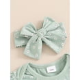thumbnail image 5 of Bagilaanoe 3pcs Newborn Baby Girl Shorts Set Short Sleeve Floral Print Romper Tops + Shorts + Headband 3M 6M 12M 18M Infant Casual Summer Clothes, 5 of 7