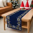 thumbnail image 4 of Christmas Table Runner Snowflake Blue Christmas Table Decorations for Home Dinner Kitchen Retro Dresser Runners Seasonal Winter Xmas Holiday Party Decor 72 Inches, 4 of 8