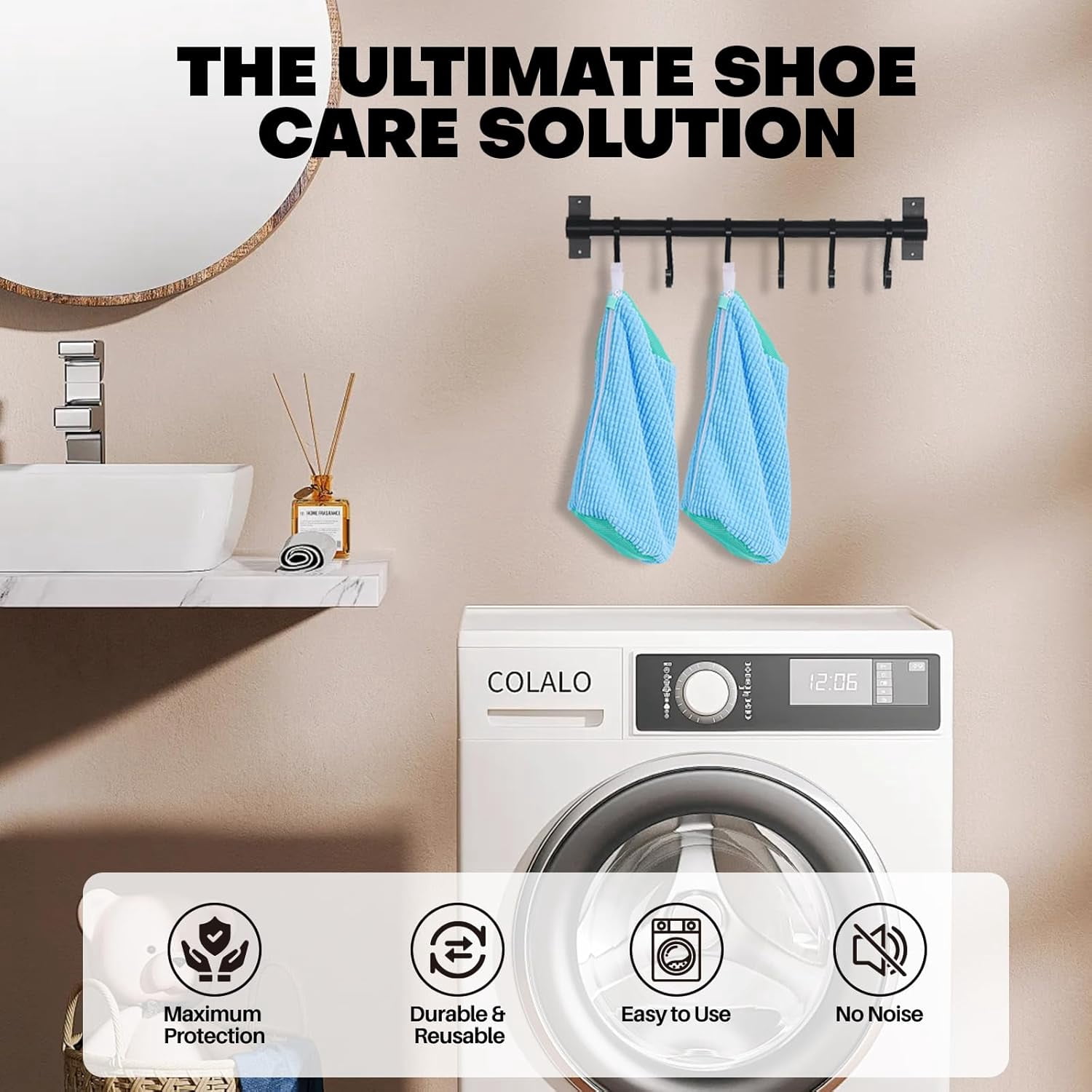Shoe Washing Machine Bag: Laundry Shoe Bag for Washer and Dryer - 2pc Reusable Shoe Cleaning Bag for Sneaker Tennis Shoes Unstain Cleaner Kit (Blue 2pcs)