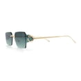 thumbnail image 6 of Womens Rimless Rectangle Serpent Jewel Hinge Metal Rim Sunglasses Gold - Green, 6 of 8