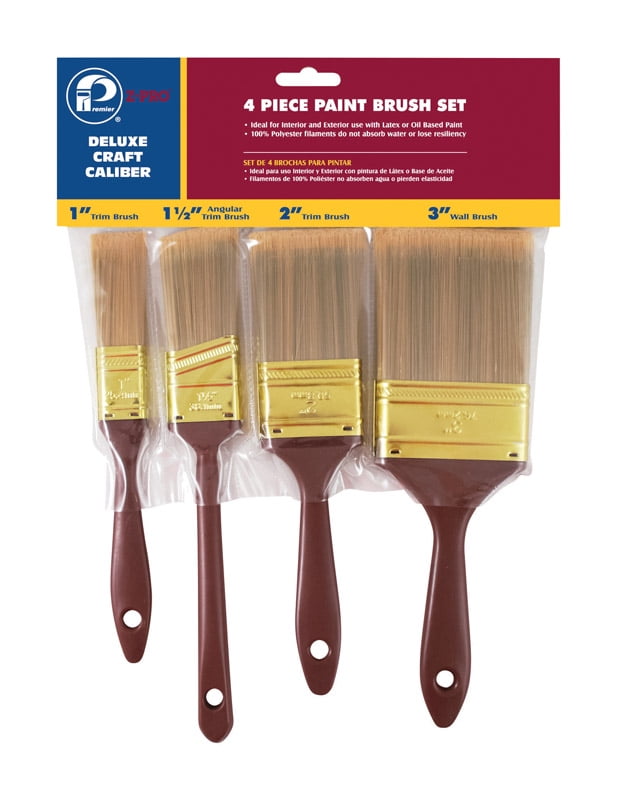 Premier  Z-Pro  1. 1-1/2. 2. 3. in. W Flat  Paint Brush Set